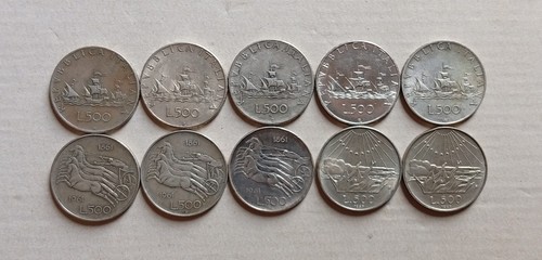 Lotto monete 500 lire - di, 10